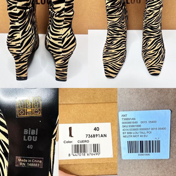 SOLD Anthropologie Bibi Lou Zebra Suede Leather Knee High Stiletto Boots - Picture 12 of 15